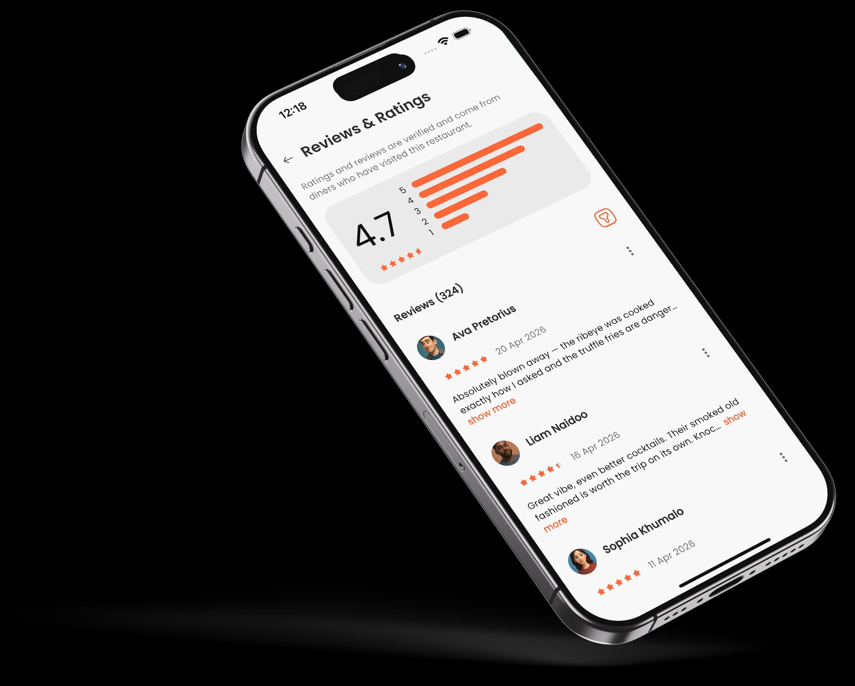 Rezzr ratings screen on iPhone
