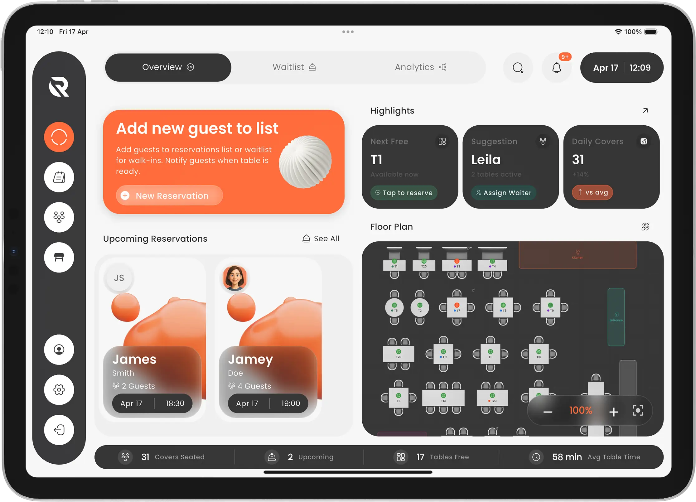 Rezzr live dashboard and floor control
